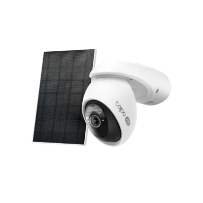 CAMERA IP TP-LINK + PANOU SOLAR, wireless, turret, pt.exterior, dist. IR 9 m, tip lentila fixa 4 mm, 4K 8MP (3840 × 2160 px), microfon, carcasa plastic, slot SD card, "Tapo C660 KIT" (timbru verde 0.8 lei)