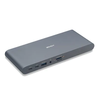 Hub USB Lindy DST-Pro 5K XT, USB-C, 14 porturi, HDMI, RJ-45, Argintiu