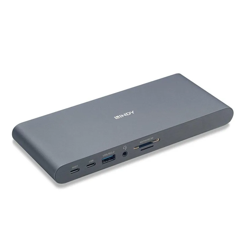 Hub USB Lindy DST-Pro 5K XT, USB-C, 14 porturi, HDMI, RJ-45, Argintiu