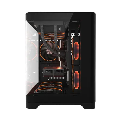 Carcasa 1stPLAYER® Gaming UV6-bk, Micro-ATX, 6 ventilatoare aRGB infinity efect plus PWM, telecomanda, negru