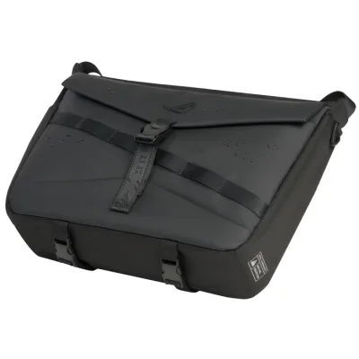 Geanta messenger ASUS pentru laptop, din poliester, captusita, cu curea reglabila, ROG Archer Messenger 14, max. 14 inch (Negru) "90XB0AR0-BME000"