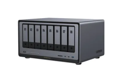 NAS Ugreen "DXP8800Plus", CPU i5 4.40 GHz, RAM DDR5 8Gb max 64Gb, SATA 32Tx8 si M.2 8Tx2, LAN 10Gbx2, 2xThunderbolt4, 2xUSB3, HDMI 2.1 8K, card reader, "35127B" (timbru verde 7 lei) - 6941876267545