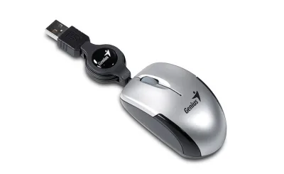 MOUSE Genius, "Micro Traveler V2", PC sau NB, cu fir, USB, optic, 1200 dpi, butoane/scroll 3/1, , gri, "31010125102" (timbru verde 0.18 lei)