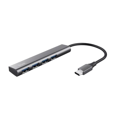 Hub USB Trust Halyx USB-A, 4 porturi, Argintiu