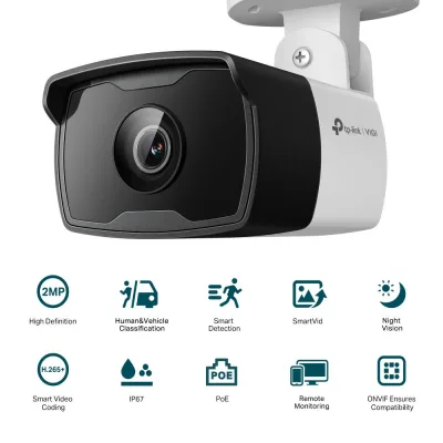 Camera IP Bullet TP-Link VIGI C320I(4mm), 2MP, Lentila 4mm, IR 30ml, rezolutie video 2304 × 1296, +/H.265/H.264+/H.264,