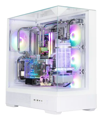 CARCASA Zalman "P40 Prism Plus", middle tower, gaming, fara sursa, suporta 9xfan, 4xfan inclus, PSU shroud, afisaj electronic, USB Type-C x 1, USB 3.1 gen1 x 2, audio+mic, 7 sloturi expansiune, alb, "P40 Prism Plus White" (timbru verde 0.32lei)