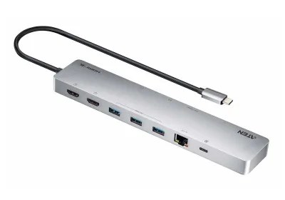 Docking station ATEN UH3240-AT, USB tip-C, 100W, argintiu, 2 ani garantie