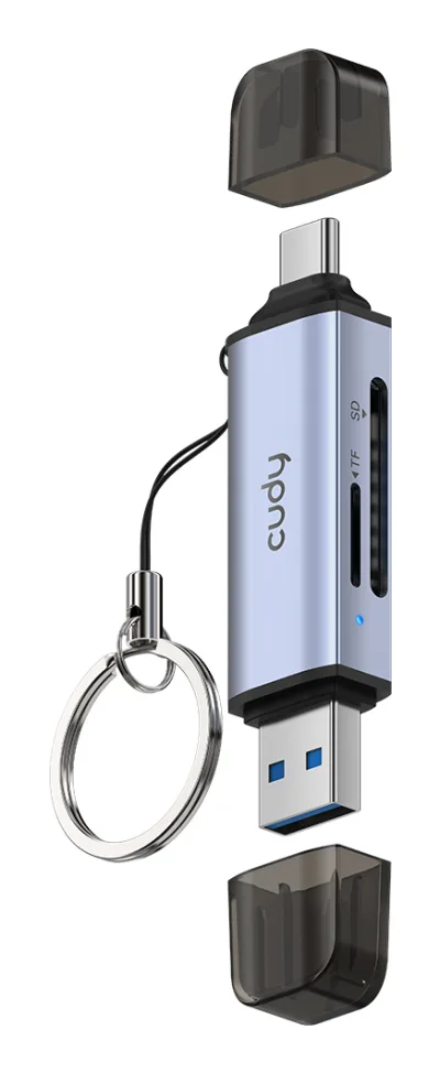 Card reader Cudy 2 in 1 USB 3.0, 1× USB-C 3.2 Gen 1 Male Connector, 1× USB-A 3.2 Gen 1 Male Connector