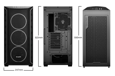 CARCASA be quiet "Shadow Base 800 FX", middle tower, gaming, fara sursa, PSU shroud, 7 sloturi expansiune, negru, "BGW63" (timbru verde 0.32lei)