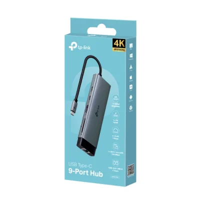 DOCKING STATION TP-Link, porturi USB: USB 3.0x3 + USB-C PDx1, USB-C x 1, 1 x HDMI, RJ-45 Gigabit x 1 conectare prin USB Type-C,lungime cablu 10 cm, gri, "UH9120C" (timbru verde 0.8 lei)