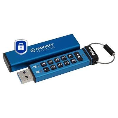 16GB IronKey Keypad 200, FIPS 140-3 Lvl 3 (Pending) AES-256 Encrypted, "IKKP200/16GB" (timbru verde 0.03 lei)