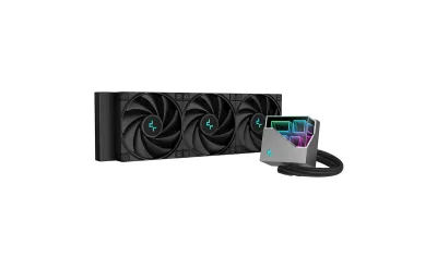 Cooler Deepcool "LT720", compatibil skt. Intel si AMD, racire cu lichid, ventilator 120 mm x 3, 2250 rpm,  iluminat  RGB, "R-LT720-BKAMNF-G-1" (timbru verde 2.00 lei)