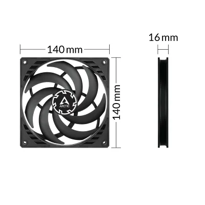 VENTILATOR ARCTIC PC, P14 SLIM PWM PST, 140x140x27mm, w/ PWM & cablu PST, low noise FD bearing, high static pressure, "ACFAN00268A"