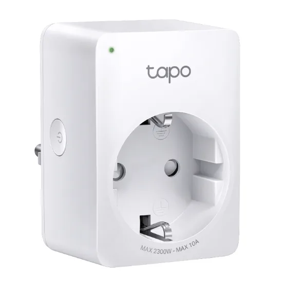 PRIZA inteligenta TP-LINK, certificare matter, Schuko x 1, conectare prin Schuko (T), 10 A, programare prin smartphone, Bluetooth, WiFi, alb "Tapo P100M" (timbru verde 0.18 lei)