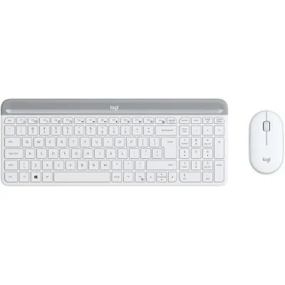 TASTATURA si Mouse LOGITECH, "Slim", wireless, 1000 dpi taste format standard (104-108 taste), mouse alb, 3/1 butoane, 104, "920-009205" (timbru verde 0.8 lei)