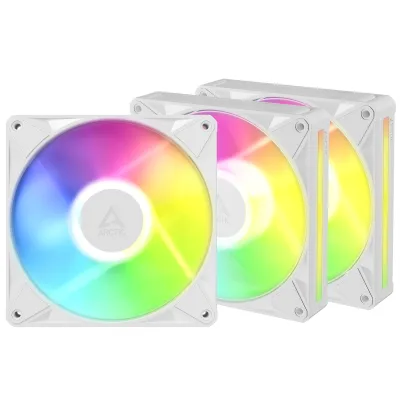 Set 3 ventilatoare Arctic "BioniX P14 A-RGB Wh", 140mm, 450 - 3000 RPM, FDB, 76 cfm, 4-Pin PWM | 3-pin ARGB, alb, "ACFAN00342A" (timbru verde 0.54lei)