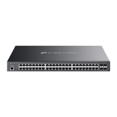 Switch TP-Link cu management L2, Omada 48-Port Gigabit cu 4-Port 10GE SFP+ L2+ Managed Switch, 40-Port PoE+ si 8-Port PoE++, 750W buget total POE "SG3452XMPP" (timbru verde 2 lei)