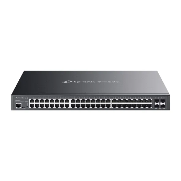 Switch TP-Link cu management L2, Omada 48-Port Gigabit cu 4-Port 10GE SFP+ L2+ Managed Switch, 40-Port PoE+ si 8-Port PoE++, 750W buget total POE "SG3452XMPP" (timbru verde 2 lei)