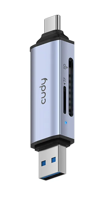 Card reader Cudy 2 in 1 USB 3.0, 1× USB-C 3.2 Gen 1 Male Connector, 1× USB-A 3.2 Gen 1 Male Connector