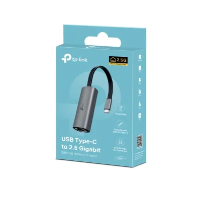 ADAPTOR RETEA TP-LINK , extern, USB-C, port RJ-45 Gigabit LAN, 2.5 Gbps, metalic, gri "UE302C" (timbru verde 0.18 lei)