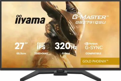 IIYAMA Monitor LED GB2791QSU-B1 G-MASTER 27" Fast IPS, 2560x1440 320Hz, 16:9, 350cd, 0.6ms, HDMI, DP, USB HUB, Full Ergo "GB2791QSU-B1" (timbru verde 7 lei)