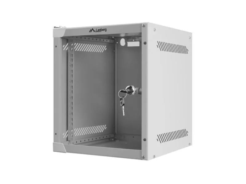 Dulap rack 10" perete 6U / 280x310 (flat pack) cu ușă din sticlă, gri