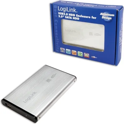 RACK extern LOGILINK, pt HDD/SSD, 2.5 inch, S-ATA, interfata PC USB 2.0, aluminiu, argintiu, "UA0041A" 45008922 (timbru verde 0.8 lei)