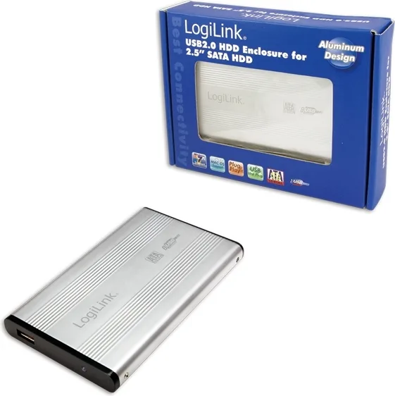 RACK extern LOGILINK, pt HDD/SSD, 2.5 inch, S-ATA, interfata PC USB 2.0, aluminiu, argintiu, "UA0041A" 45008922 (timbru verde 0.8 lei)