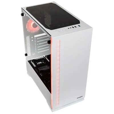 CARCASA Zalman "S5", middle tower, gaming, fara sursa, suporta 8xfan, 2xfan inclus, PSU shroud, USB 3.1 gen1 x 1, USB 2.0 x 2, audio+mic, 7 sloturi expansiune, alb, "S5 WHITE" (timbru verde 0.16lei)