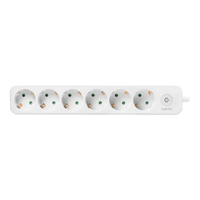 PRELUNGITOR LOGILINK, Schuko x 6, cablu 3G 1.5mm2, 230 V/16 A, 50 Hz, max. 3500 W, buton intrerupator iluminat, IP20, 1.5m, alb, "LPS247" (timbru verde 0.8 lei)