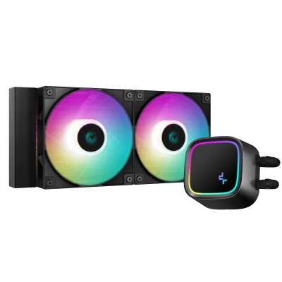 Cooler Deepcool "LE520", compatibil skt. Intel si AMD, racire cu lichid, ventilator 120 mm x 2, 2250 rpm,  iluminat  RGB, "R-LE520-BKAMMN-G-1" (timbru verde 2.00 lei)