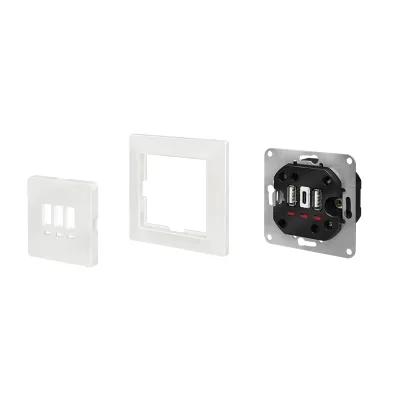 PRIZA LOGILINK, de perete, 2 x USB-A 5V/2.4A, 1 x USB-C 5V/3A, ingropata, martori LED, alb, "PA0254" (timbru verde 0.18 lei)