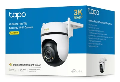 CAMERA IP Exterior TP-LINK, 3K QHD 2880×1620, rotatie pana la 360 grade, IP66, dist. IR 30 m, lentila fixa 3.2mm, 5 Mpx, RJ-45+wireless, mic, plastic, slot SD card, "Tapo C530WS" (timbru verde 0.8 lei)