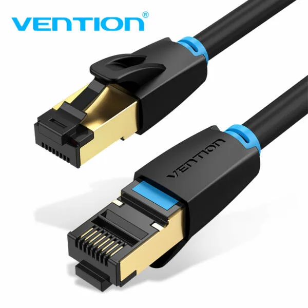 Patch Cord S/FTP Vention, 2m, Cat 8, RJ-45 (T) la RJ-45 (T), 40 Gbps, 28 AWG, ecranat, conectori auriti, negru "IKABH" - 6922794742833