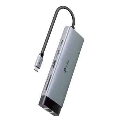 DOCKING STATION TP-Link, porturi USB: USB 3.0x3 + USB-C PDx1, USB-C x 1, 1 x HDMI, RJ-45 Gigabit x 1 conectare prin USB Type-C,lungime cablu 10 cm, gri, "UH9120C" (timbru verde 0.8 lei)