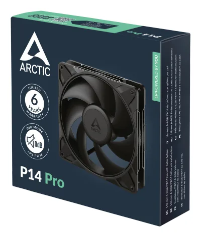 Ventilator Arctic "P14 Pro", 140mm, 400 - 2500 rpm, FDB, 110 cfm, 4-Pin Fan Plug, negru, "ACFAN00313A" (timbru verde 0.18lei)