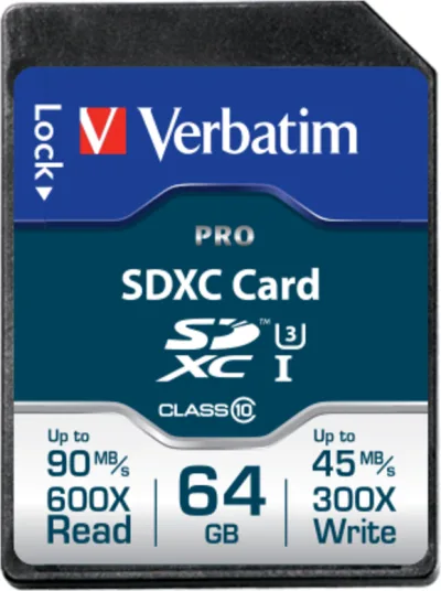 MEMORIE SD CARD VERBATIM SDXC 64GB (Clasa 10) PRO UHS-I, "47022" (timbru verde 0.03 lei)