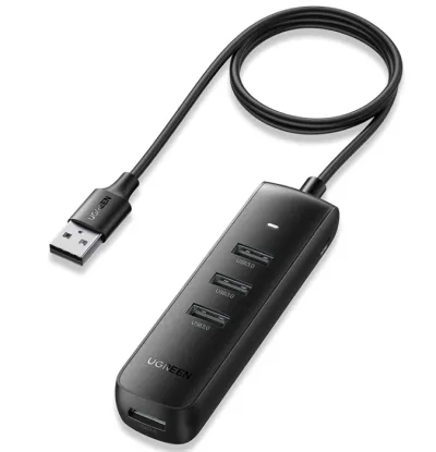 HUB extern Ugreen, "CM416" porturi USB: USB 3.0 x 4, conectare prin USB 3.0, lungime 1 m, negru, "80657" (timbru verde 0.8 lei) - 6957303886579