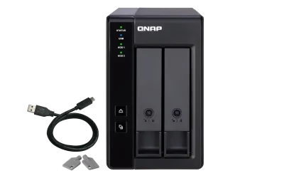 Extensie USB QNAP TR-002 2-Bay, 2.5/3.5 SATA 6Gbps HDD (neincluse), 1xUSB3.11 (type-c), tower, PSU adaptor 36W, garantie 2 ani