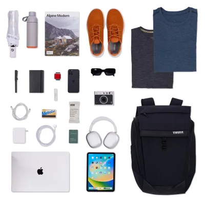 RUCSAC THULE, pt. notebook de max. 15.6 - 17 inch, 1 compartiment, buzunar frontal x 2 | buzunar lateral x 2 | buzunar dorsal x 2, waterproof, nylon, negru, "PARABP3216BLACK" / 3205014