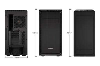 CARCASA be quiet! "PURE BASE 600", Middle Tower, ATX, fara sursa, 2xfan, USB 3.2 gen 1 x 2, audio+mic, PSU shroud, 7 sloturi expansiune, iluminare , negru, "BG021" (timbru verde 0.24lei)