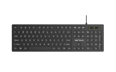 Tastatura Serioux cu fir, interfata USB, 104 taste, material ABS, US Layout, lungime cablu 1.5m PVC, dimensiuni 429*128*20mm; 416g, negru