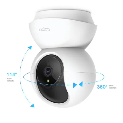 Camera de supraveghere Smart TP-Link Tapo C200 cu Pan/Tilt 360 grade Full HD 1080P   Utilizare Baby Monitor Wireless Audio Video   Night Vision   Detectarea miscarilor   Two-Way Audio    Alarma sonora si luminoasa   Control Vocal   IP Wi-Fi   Mod Privacy