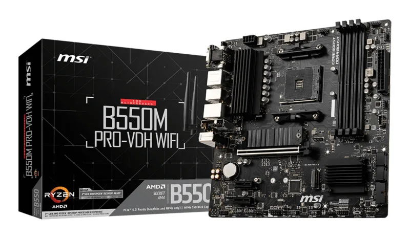PLACA de BAZA MSI "B550M PRO-VDH WIFI", skt AM4, mATX, AMD B550, 4 x DDR4, max. 128 GB, 4 x SATA, 2 x M.2, 7.1, "B550M PRO-VDH WIFI"