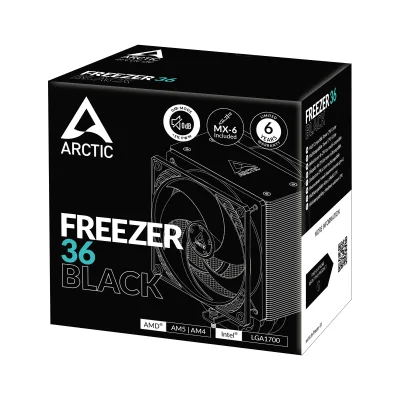 COOLER Arctic "Freezer 36 (Black)",racire aer, HDT heatpipe, skt. Intel LGA 1700, AMD AM5/AM4, fan 120mm, "ACFRE00123A" (timbru verde 0.8 lei)