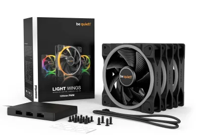Set 3 ventilatoare be quiet! "LIGHT WINGS"120mm 1700 rpm, Rifle bearing, 4-pin PWM, ARGB LED, "BL076" (timbru verde 0.54 lei)