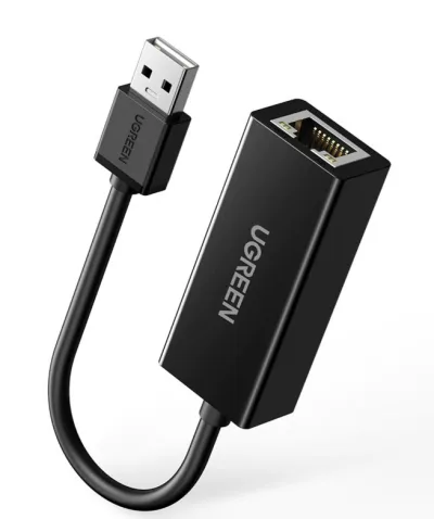 ADAPTOR RETEA Ugreen, "CR110" USB 2.0 to RJ-45 10/100 Mbps Adapter, LED, negru "20254" (timbru verde 0.18 lei)  - 6957303822546