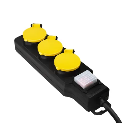 PRELUNGITOR LOGILINK, Schuko x 3, conectare prin Schuko (T), cablu 1.5 m, 16 A, protectie stropire cu apa, negru/ galben, "LPS253" (timbru verde 0.18 lei)