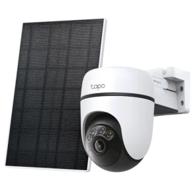 Solar-Powered Pan/Tilt Security Camera Kit SPEC:3K 5MP (2880×1620), 2.4 GHz, 6700mAh rechargeable lithium-ion battery,  Solar panel (5.2V, 2.5W) FEATURE: Pan/Tilt,  Non-Stop Power, Smart Detection and Notifications (motion, people, pets, cars),AI