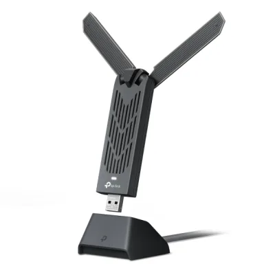 PLACA RETEA TP-LINK BE6500 Wi-Fi 7, extern wireless 2.4 GHz | 5 GHz | 6 GHz, USB 3.0, port, 6500 Mbps, antena externa x 2, lungime cablu 1.2 m, "Archer TBE400UH" (include timbru verde 0.18 lei)